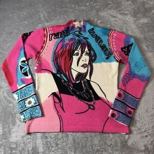 RARE VTG Y2K Derby Artwork Longsleeve Top‎ Size Medium Pink Blue